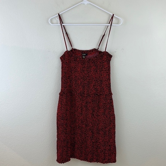 AFRM Owen Red Leopard Smocked Mini Dress - Picture 2 of 10